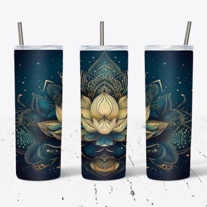 Watercolor Lotus Flower Insulated Tumbler: Yoga Gift (20 oz and 30 oz)