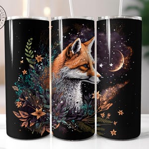 Fox Insulated Tumbler: Stainless Steel Travel Mug with Metal Straw