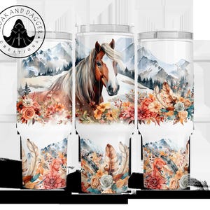 Floral Horse 40 Oz Insulated Tumbler
