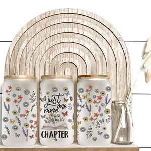 Just One More Chapter Frosted Glass Cup: Book Lover Gift