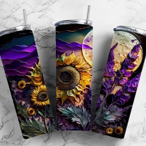 Sunflowers Insulated Tumbler / Sunflower Cup / Sunflower Gift / Metal Straw 20 ounce, 22 ounce, and 30 ounce options