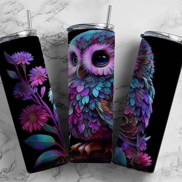 Rainbow Owl Insulated Tumbler / Owl Tumbler / Owl Gift / Owl Cup / Gift for Owl Lover / 20 oz 22 oz and 30 oz options