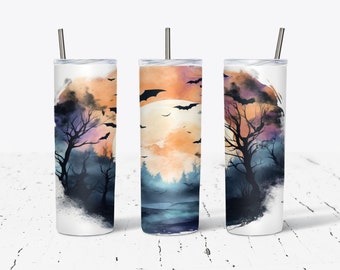 Spooky Gothic Bat Insulated Tumbler / Spooky Bat Cup / Gothic Bat / Metal Straw