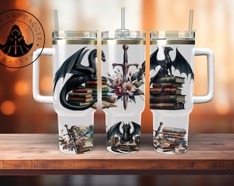 Book Dragon Insulated Tumbler: Fantasy Gift (40 Oz)