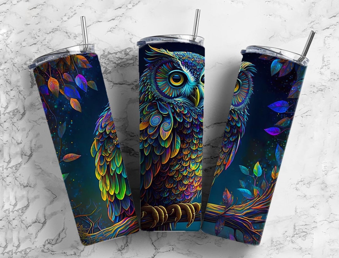 Neon Owl Insulated Tumbler / Owl Tumbler / Owl Gift / Owl Cup / Gift