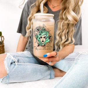 Medusa Frosted Glass Iced Coffee Cup with Bamboo Lid