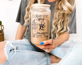 Smut-Themed Frosted Beer Glass with Bamboo Lid: Bookish Gift