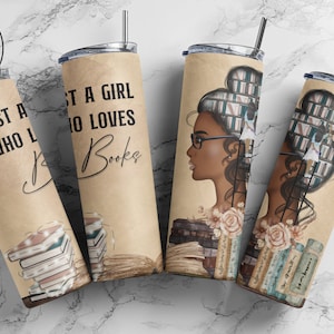 Book Lover Insulated Tumbler: &#39;Just A Girl Who Loves Books&#39; Design (20oz/30oz)