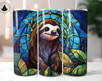 Spoontiques Sloth Stainless Steel Tumbler - 24 Oz, Double Wall Insulated, BPA Free, With Straw