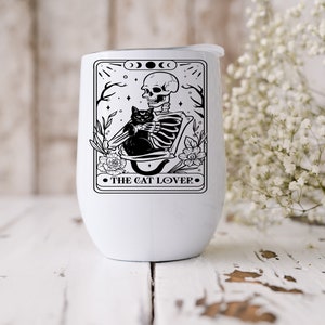 Gobelet à vin isotherme Carte de tarot pour amoureux des chats
