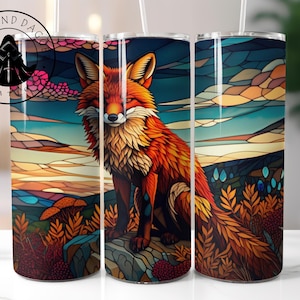 Fox Insulated Tumbler: Stainless Steel Travel Mug with Metal Straw