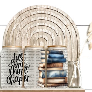 Just One More Chapter Frosted Glass Cup with Bamboo Lid