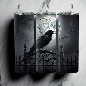 Witchy Ravens Insulated Tumbler / Witchy Tumbler / Metal Straw / Skull Tumbler