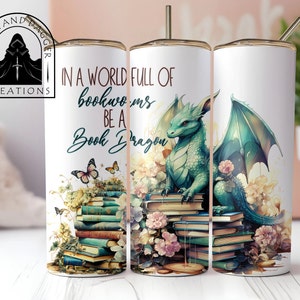 Book Dragon Insulated Tumbler: Whimsical Book Lover Gift (20oz & 30oz)