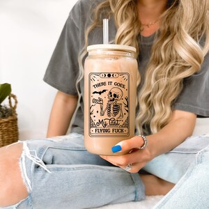 Spooky Bats Coffee Cup: Sassy Beer Glass with Bamboo Lid