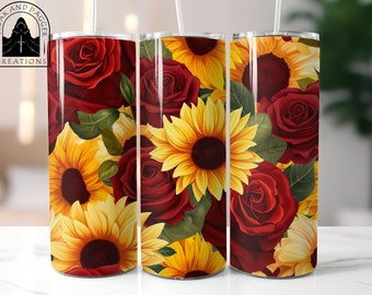 20oz Tumblers Blue Yellow Sunflower Pattern Stainless Steel Vacuum Insulated Double Wall Travel Tumbler Cups Mug Lid Straw Cleaning Brush Cold Hot Dr - View #5