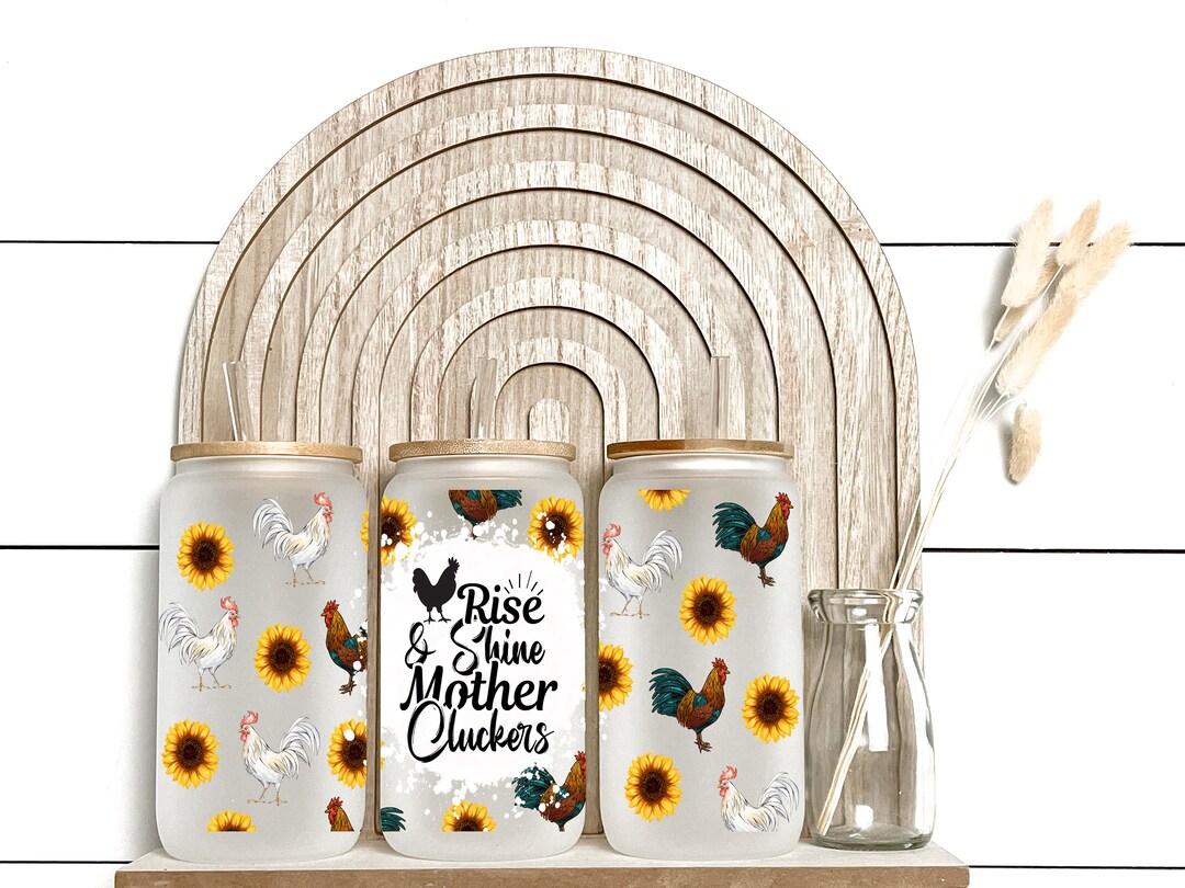 Rise and Shine Mothercluckers Frosted Beer Glass / Coffee Cup Etsy