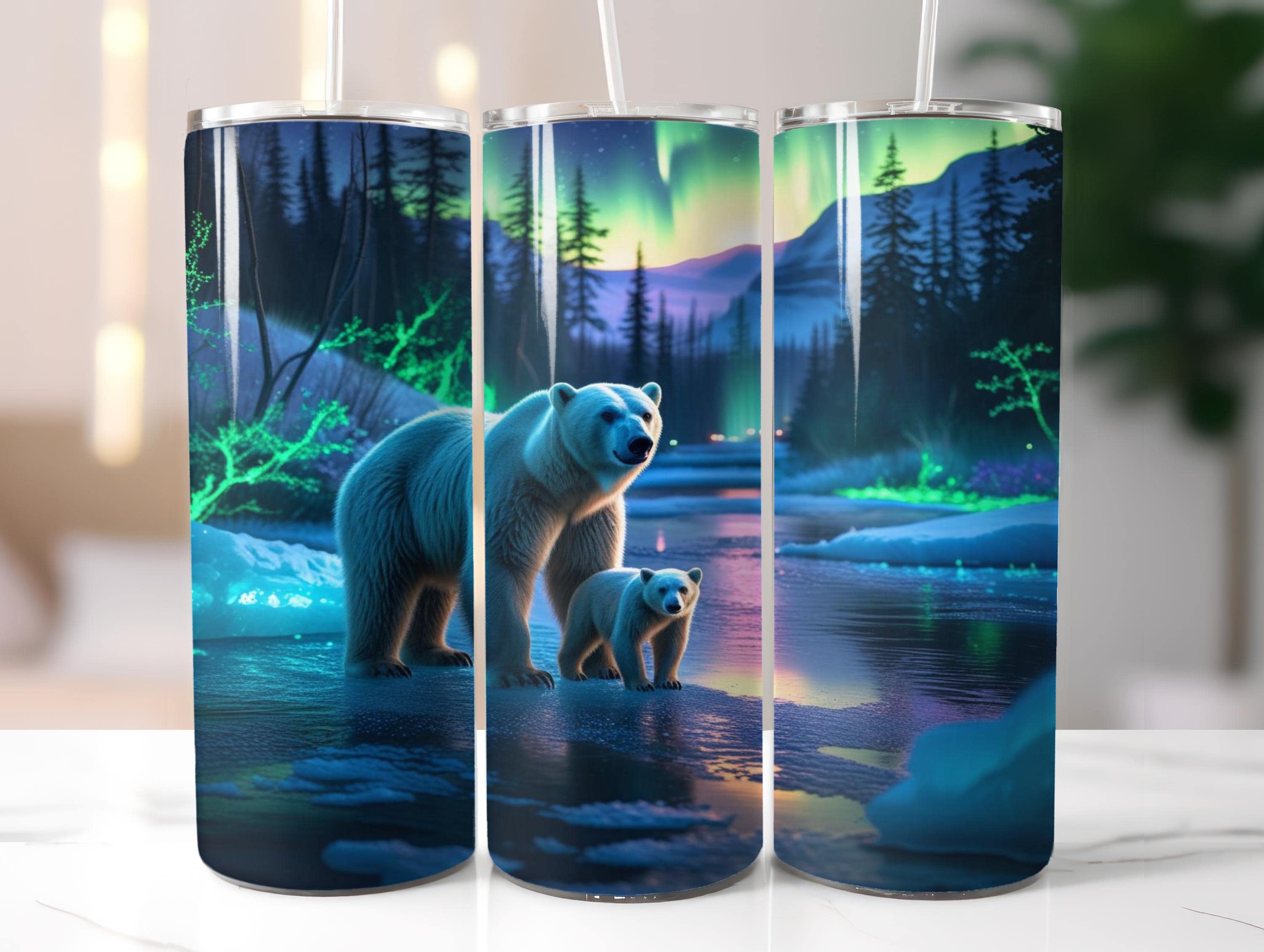 Polar Bear Insulated Tumbler: Arctic Wildlife Stainless Steel Cup