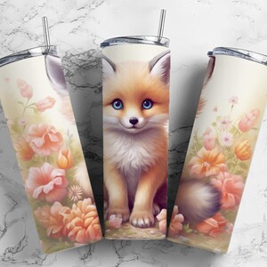Fox Insulated Tumbler: Stainless Steel Travel Mug with Metal Straw