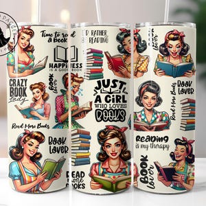 Book Lover Insulated Tumbler: Stainless Steel Travel Mug (20oz/30oz)