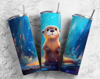 Otter Insulated Tumbler / Otter Tumbler / Otter Cup / Otter Gift / Metal Straw / 20 oz 22 oz and 30 oz options