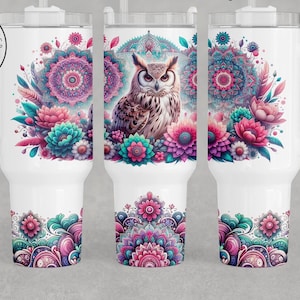 Owl Insulated Tumbler: 40 Oz, Floral Design