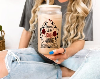 Smut Lover Frosted Beer Glass with Bamboo Lid: Bookish Gift
