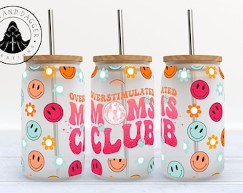 Overstimulated Moms Club Frosted Glass with Bamboo Lid