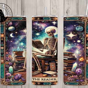 Gobelet isotherme pour cartes de tarot The Reader / Cadeau pour amoureux des livres / Cadeau pour lecteur