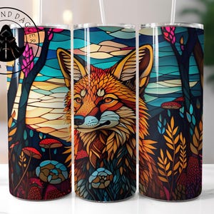 Fox Insulated Tumbler: Stainless Steel Travel Mug with Metal Straw