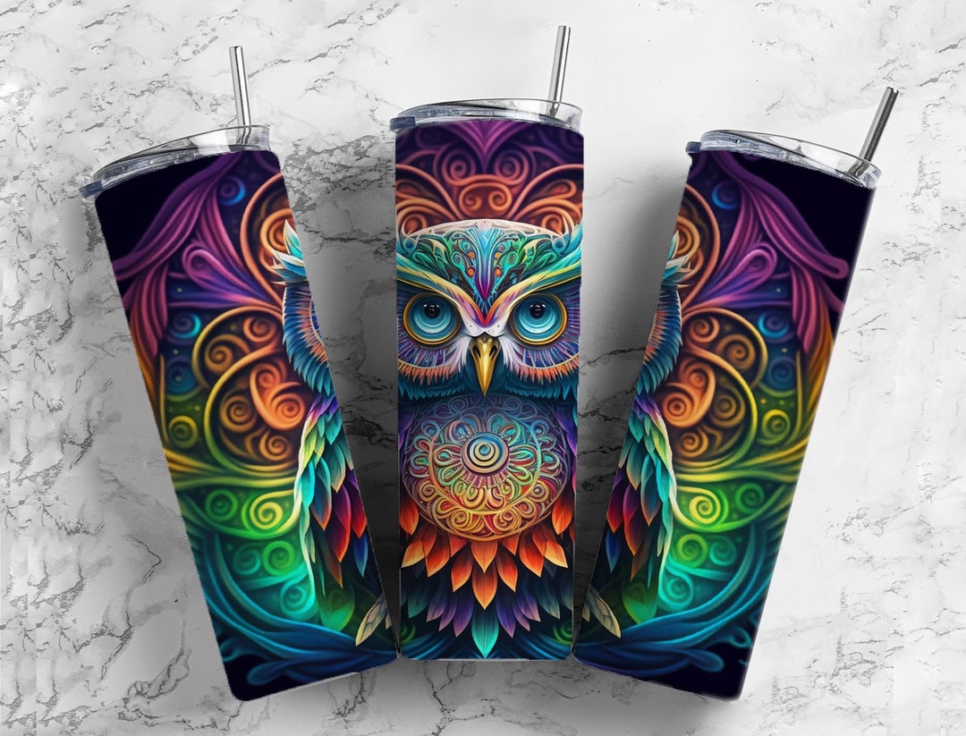 Rainbow Owl Insulated Tumbler / Owl Tumbler / Owl Gift / Owl Cup / Gift