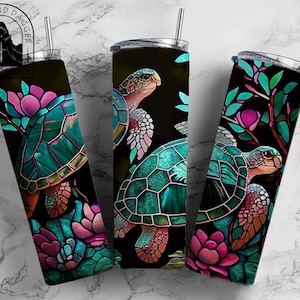 Stained Glass Sea Turtle Insulated Tumbler (20 or 30 oz)