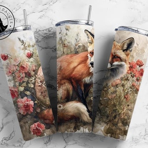 Fox Insulated Tumbler: Stainless Steel Travel Mug with Metal Straw