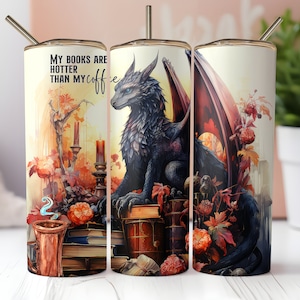 Book Dragon Insulated Tumbler: Book Lover Gift (20oz & 30oz)