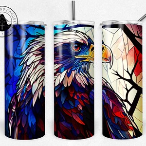 Bald Eagle Stained Glass Insulated Tumbler / Bald Eagle Tumbler / Bald Eagle Cup / Bald Eagle Gift / 20 oz oz and 30 oz options