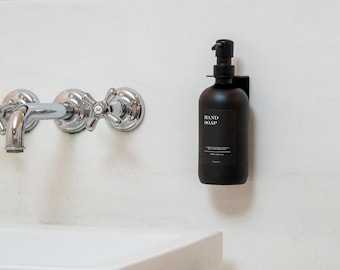 Glass soap dispenser in matt black (all black edition) - dispenser bottle with waterproof label - apothecary bottle