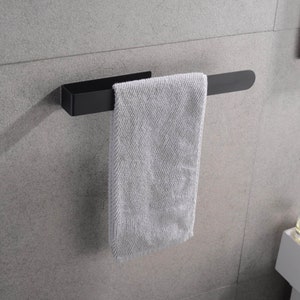 Handtuchhalter zum Kleben minimalistisch in mattem Schwarz / Silber