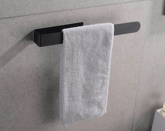 Adhesive towel holder minimalist in matt black / silver