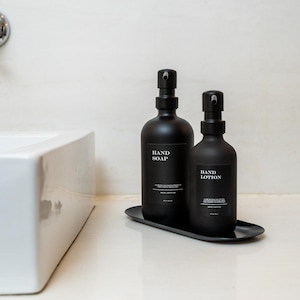 Soap dispenser gift set black - 2 high-quality glass dispensers including tray I hand soap - hand lotion - shampoo - body wash