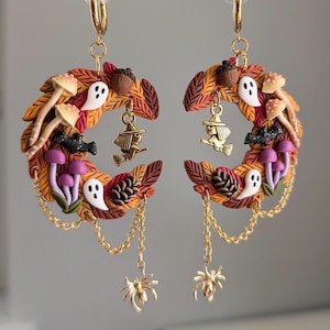 Handmade Halloween Moon Earrings: Witchy Cottagecore Jewelry
