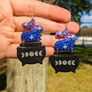 Magic cauldrons | Cauldron earrings | Halloween earrings | Moon earrings | Whimsical earrings |Witchy jewelry |Witchy earrings |Witchy gifts