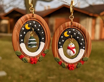 Christmas earrings | Christmas jewelry | Christmas gifts | Christmas tree earrings | Snowman earrings | Christmas earrings dangle