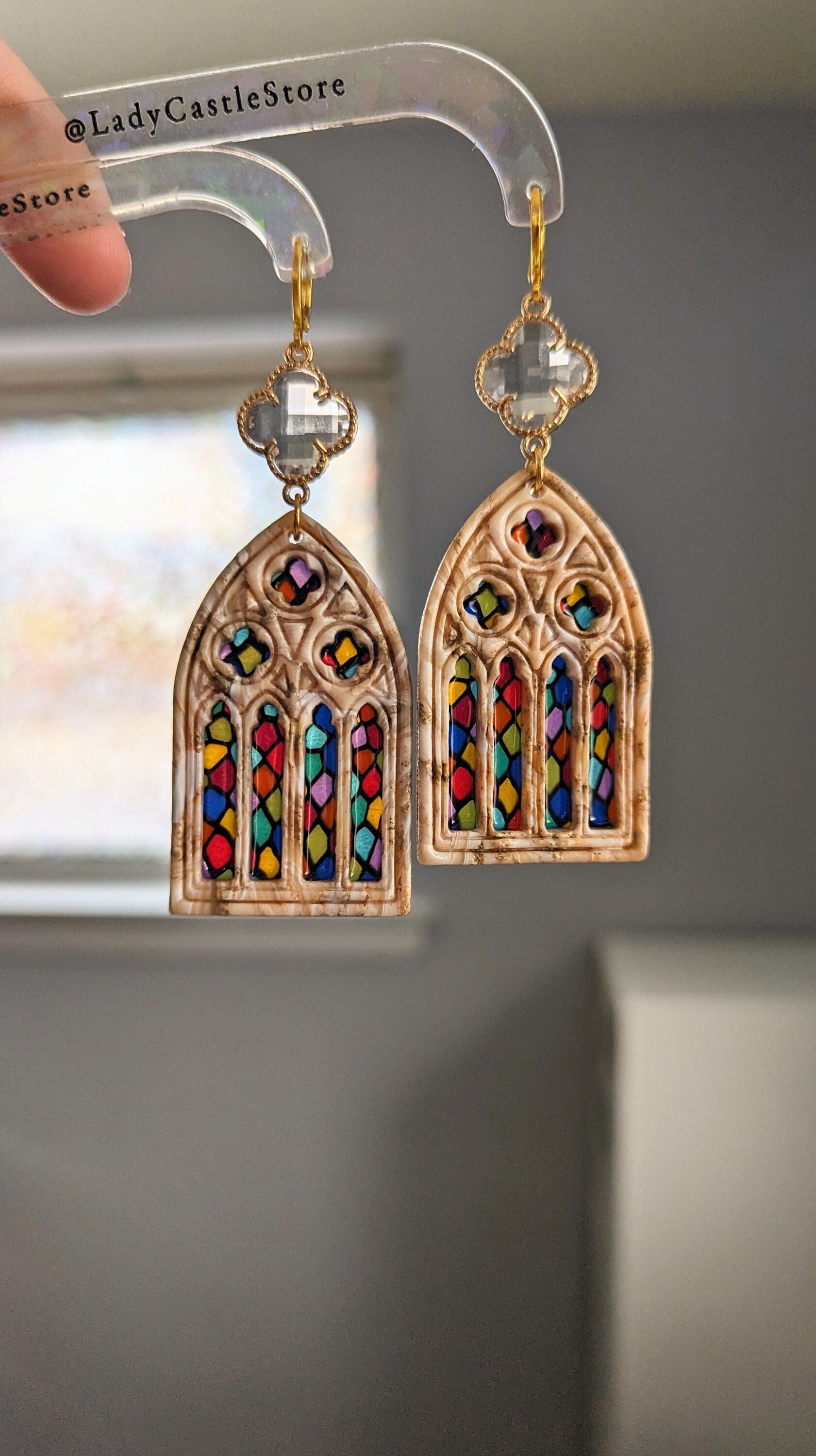 Gothic Stained Glass Window Earrings: Polymer Clay Vitrail - Etsy