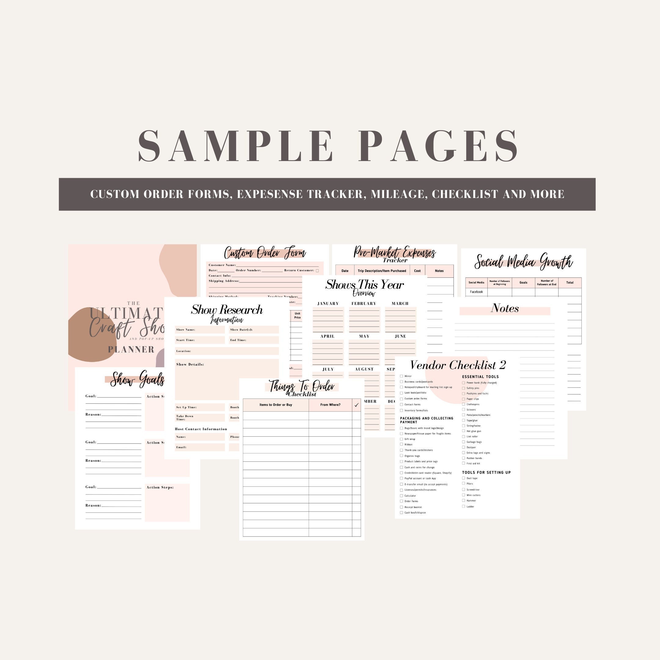 Craft Show Planner | Printable Craft Fair Organizer | Popup Planner ...