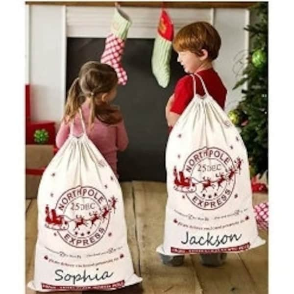 Weihnachtsmann-Säckchen, personalisierbar, extragroßer Weihnachtsmann-Sack mit Kordelzug, 91,4 x 58,4 cm, personalisierte wiederverwendbare Weihnachtsgeschenk-Aufbewahrungstasche