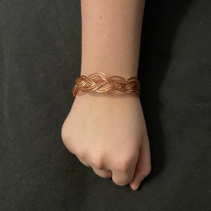 Wire Wrapped Braided Copper Bangle Bracelet.
