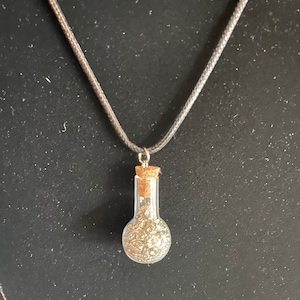 Natural Pyrite glass bottle necklace. With or wo charm. Glass bottle. Pyrite. Charm.
