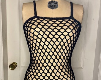 Handmade Crochet Fishnet Mesh Bodycon Dress Size Inclusivd