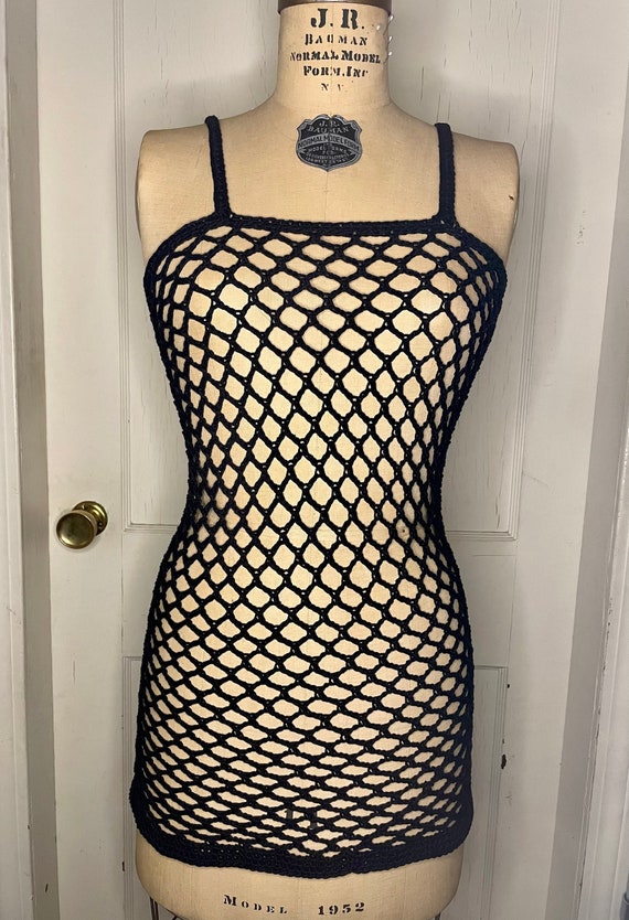 Handmade Crochet Fishnet Mesh Bodycon Micromini Dress Size Inclusive Etsy