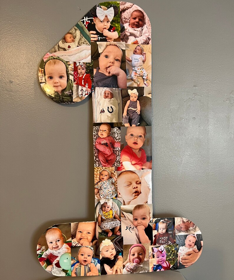 Photo Collage Number, Number One Collage, Any Number Photo Collage Etsy